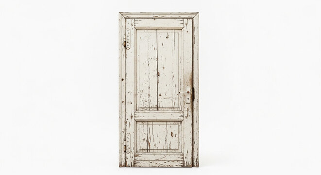 old wooden door with white background