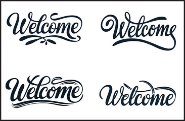 Welcome - Hand Lettered Calligraphy Typography Collection with Elegant Script Design