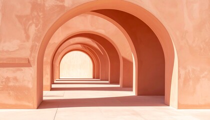 Obraz premium Organic Minimalist Archways with Shadows and Terracotta Walls