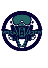 masque air pistolet soft logo casque flingue revolver