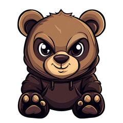 Cute Cartoon Bear Mascot in Hoodie Logo