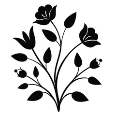 Elegant Black and White Floral Illustration Simple Flower Bouquet Design
