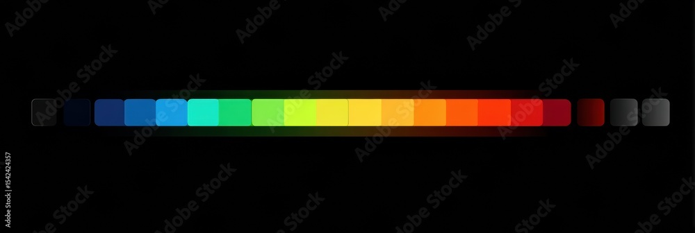 Poster Glowing Segments of an Emotional Spectrum Bar Representing Various Emotions in Vibrant Colors Displayed Against a Dark Background
