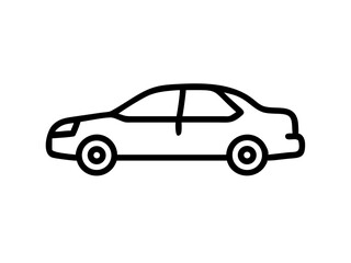 Fototapeta premium Sedan Silhouette Vector Icon - Side View Outline for Automotive UI & Navigation Systems