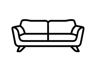 Scandinavian Sofa Line Art Vector - Minimalist Outline Icon for Interior Design & Apps