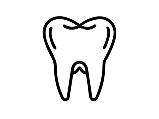 Tooth Line Icon Vector - Dental Care Minimalist Outline for Mobile & Web