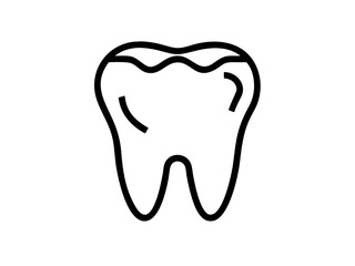 Tooth Line Icon Vector - Dental Care Minimalist Outline for Mobile & Web