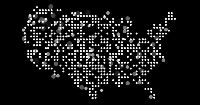 Colorful Dots Reveal USA Map Silhouette
