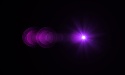 Color Lens Flare light over Black Background. Easy to add overlay or screen filter over Photos