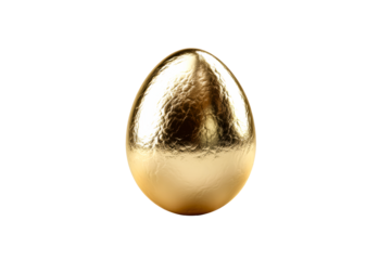 Golden egg on transparent background with shiny surface