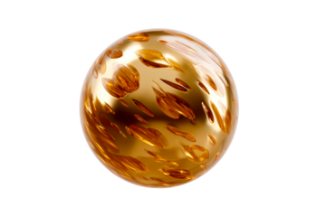 Golden sphere with transparent background and textured surface design