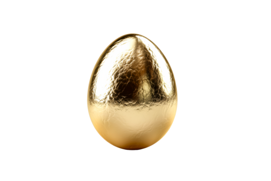Golden egg on transparent background with shiny surface