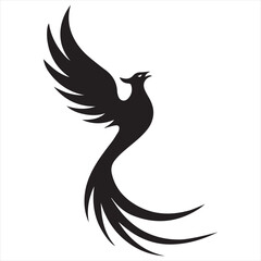 Fototapeta premium Silhouette Style Vector Minimal Phoenix Logo Design for Modern Brands, Mythical Firebird Icon, Clean and Elegant Rebirth Logo Art