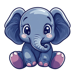 Obraz premium Cute Blue Baby Elephant Mascot Logo