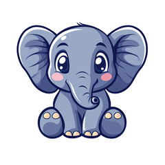 Obraz premium Cute Baby Elephant Mascot Logo Playful Cartoon Character