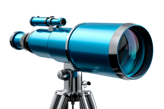 High quality blue telescope on tripod for stargazing and observation