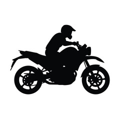 Fototapeta premium Silhouette of a Motorcyclist Riding a Motorcycle A Powerful Vector Graphic