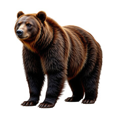 Obraz premium Majestic brown bear standing gracefully in a lush forest, showcasing its powerful physique and stunning fur details