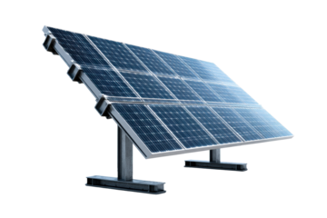 Solar panel array on transparent background for sustainable energy