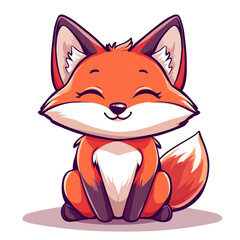 Obraz premium Cute Cartoon Fox Mascot Logo - Playful Character Design