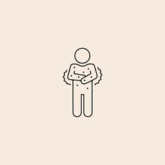 Human stick figure with red rash on body icon flat vector design.