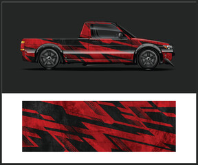 Red and Black Abstract Truck Wrap Design Template