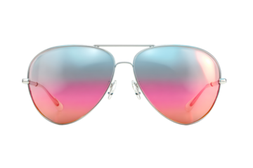 Aviator sunglasses with gradient lenses on a transparent bg