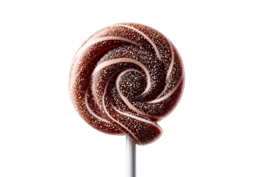 Colorful spiral lollipop with glitter on transparent background