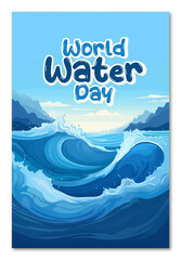 World Water Day Creative and Colorful Digital Artwork Celebrating World Water Day with Waves and Water Symbols in Soft Blue Tones