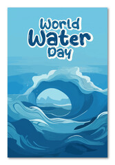 World Water Day Creative and Colorful Digital Artwork Celebrating World Water Day with Waves and Water Symbols in Soft Blue Tones