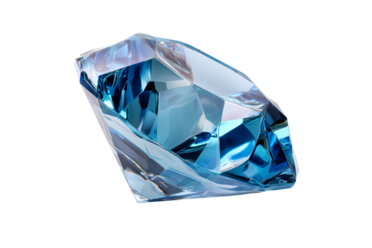 Stunning blue crystal with a clear backdrop and unique facets