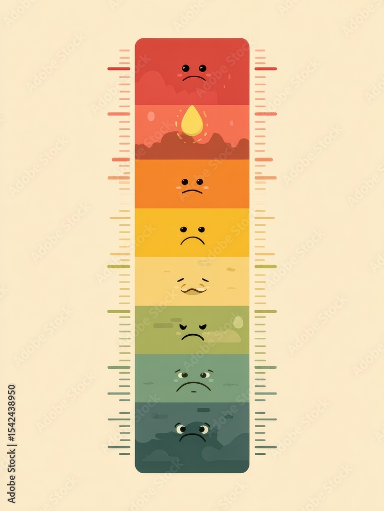 Poster emotional thermometer layout showing calm to crisis scale with various facial expressions illustrati