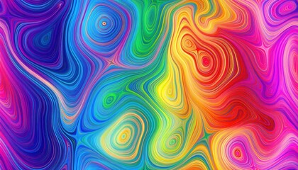 Obraz premium vivid psychedelic swirl pattern in rainbow gradient with fluid abstract texture and neon color flow for web design, poster, branding, digital art background or motion graphics element