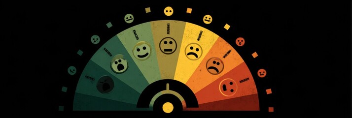 Naklejka premium Emotional Wheel Displaying Feelings Categorized by Intensity in a Vibrant Gradient From Joy to Sadness