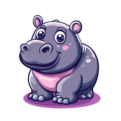 Obraz premium Cute Baby Hippo Mascot Logo