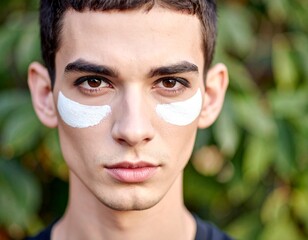 non binary man with face painted in white AI generated