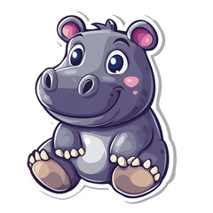 Naklejka premium Cute Baby Hippo Mascot Logo