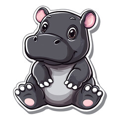 Naklejka premium Cute Baby Hippo Mascot Logo Ideal for Children's Brands