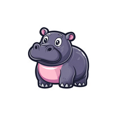 Fototapeta premium Cute Hippo Mascot Logo Playful Cartoon Character Vector Illustration