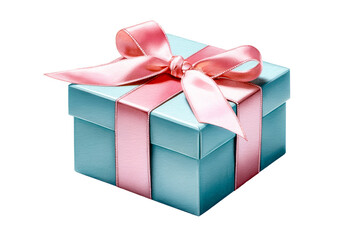 Obraz premium Decorative gift box with pink ribbon on transparent background