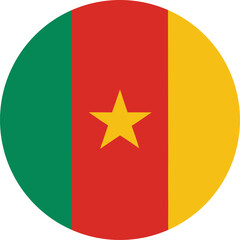 cameroon flag in a circle, round icon with green red yellow and star vector