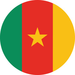 cameroon flag in a circle, round icon with green red yellow and star vector