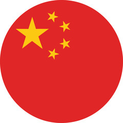 china flag in a circle, round red icon with yellow stars vector illustration