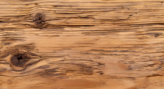 Aged wooden plank with knots and natural texture details