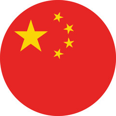 china flag in a circle, round red icon with yellow stars vector illustration