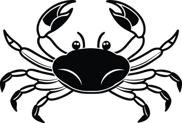 crab black silhouette icon, detailed marine animal vector illustration