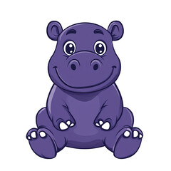 Fototapeta premium Cute Purple Baby Hippo Mascot Logo
