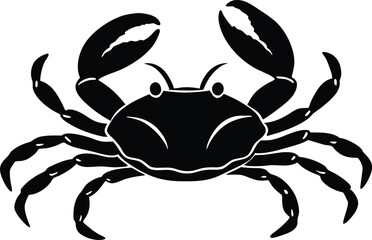 crab black silhouette icon, detailed marine animal vector illustration