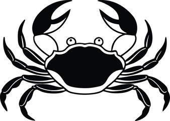 crab black silhouette icon, detailed marine animal vector illustration