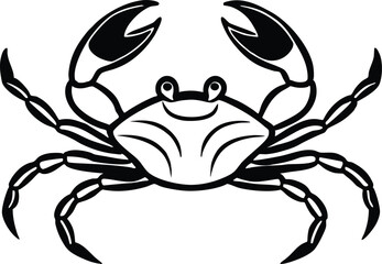 detailed crab illustration, black and white marine animal drawing vector